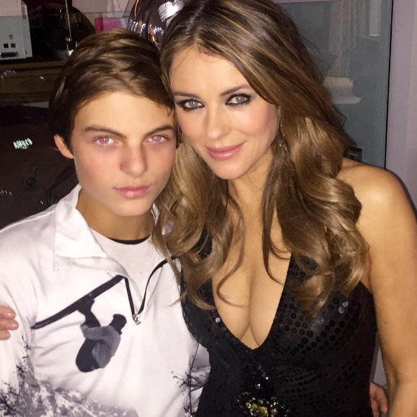 Elizabeth Hurley's Gorgeous Son Is Pretty Much Her Twin