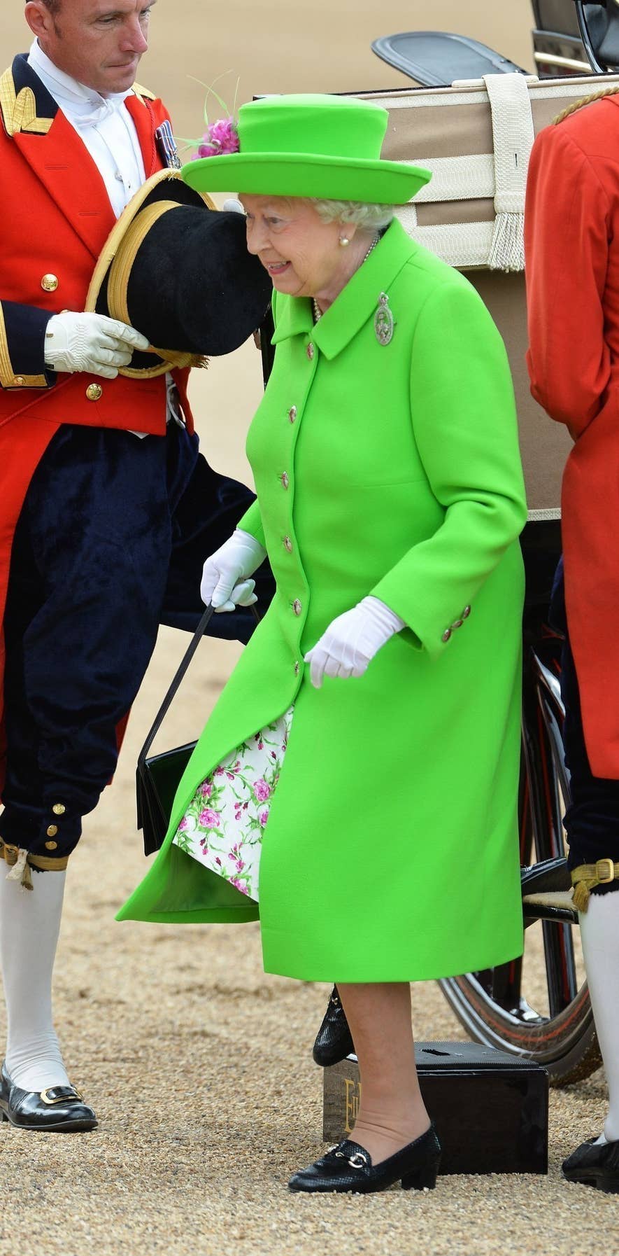 The Queen Wore GREEN For Her 90th Birthday Parade The Queen Wore GREEN For Her 90th Birthday Parade