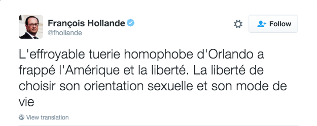 Le président de la République a voulu rectifier le tir, avec un second tweet faisant référence au caractère homophobe de l'attentat. Mais le message qu'il a diffusé contient une contre-vérité grave sur les personnes LGBT: le fait qu'elles «choisiraient» leur orientation sexuelle.