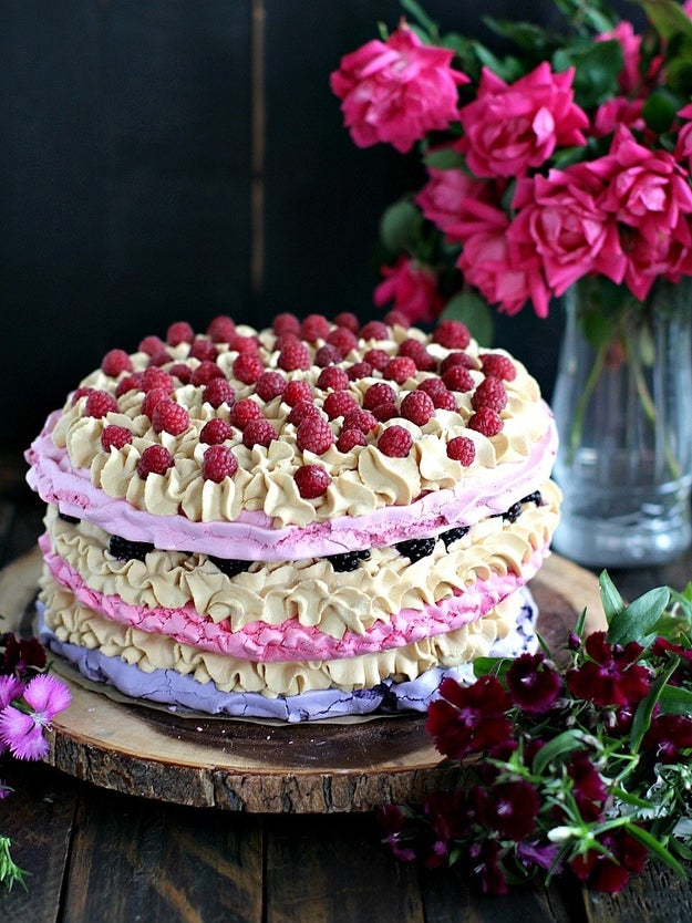 Easy Naked Ombre Meringue Cake