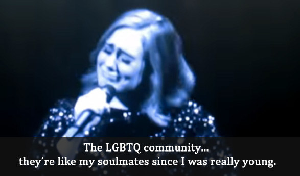 But she soon got choked up when she spoke of the LGBTQ community, who she describes as her "soulmates".