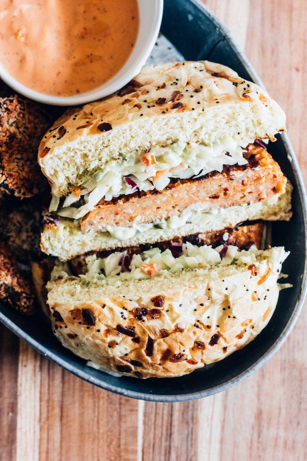 Firecracker Shrimp Burger With Avocado Tartar Sauce