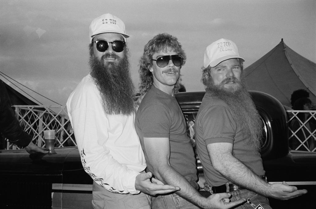 ZZ Top members Billy Gibbons, Frank Beard, and Dusty Hill in England in 1983.