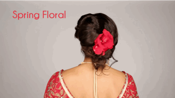 Blending nature and tradition, the spring bride incorporates flowers in her hair and bright pigmented colors on her eyes and cheeks.