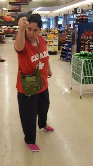 Police in London, Ontario, charged the woman in this photo with assault after she allegedly attacked a Muslim woman who was grocery shopping with her 4-month-old son.