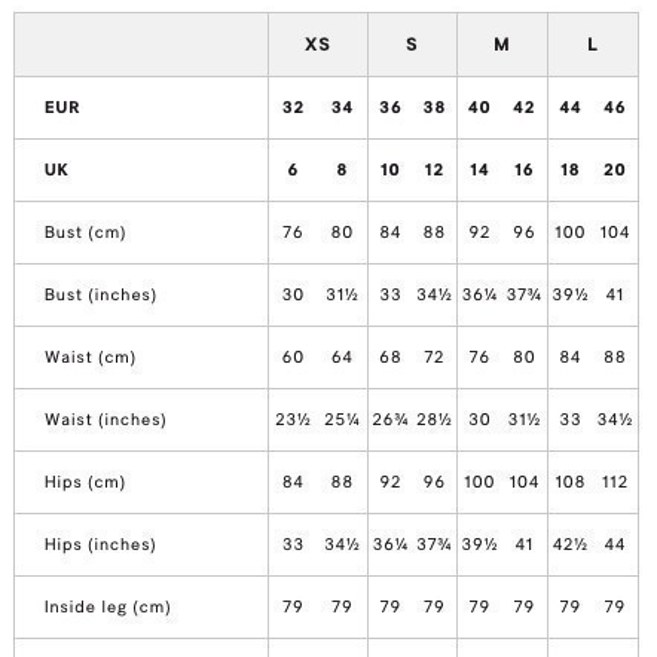 zara man size chart