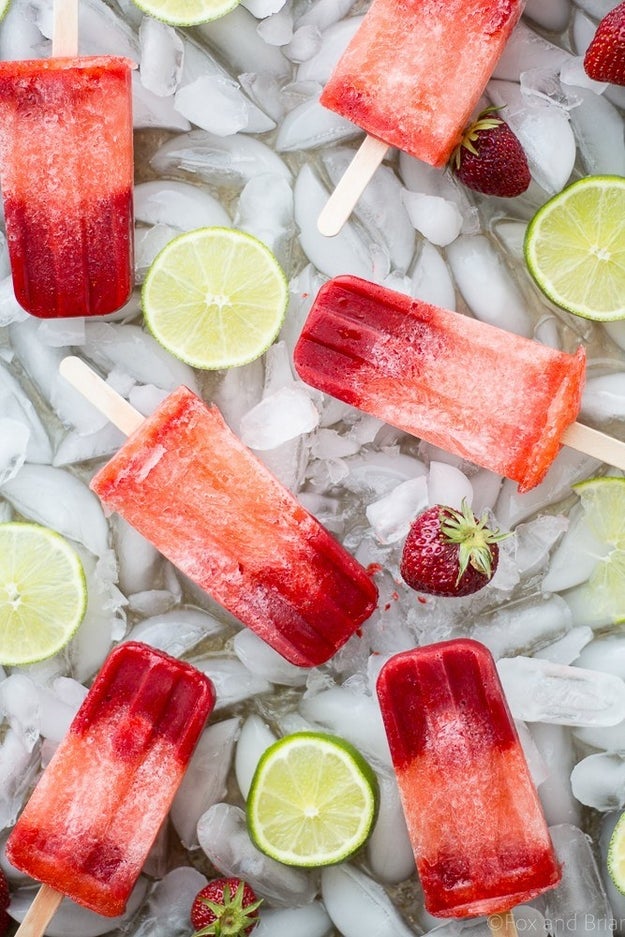 Strawberry Lime Popsicles