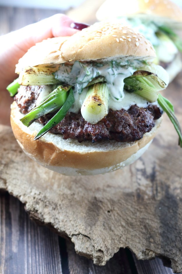 Smoked Swiss Burgers With Charred Scallions