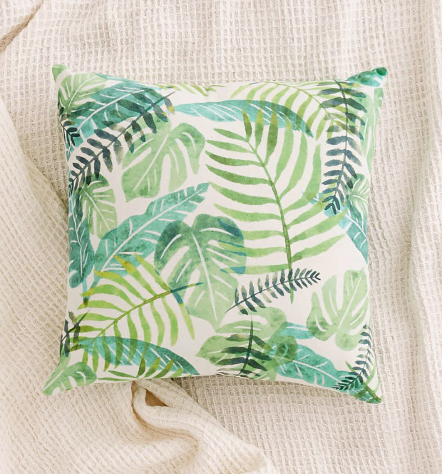 This tropical palm pillow.