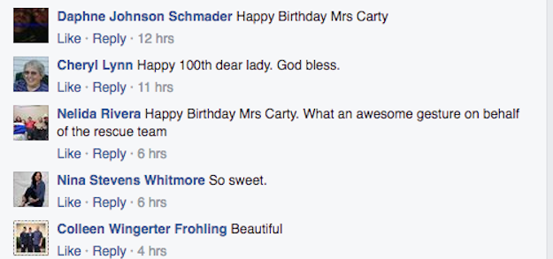 Et Jeanette Carty a reçu de nombreux messages d'anniversaire dans les commentaires.