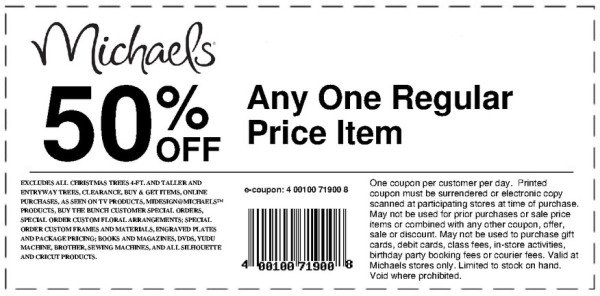 Michaels  50% off One Regular Priced Item! - Kroger Krazy