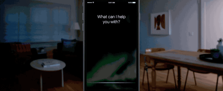 Siriに「おはよう」と言うと、カーテンが開く。