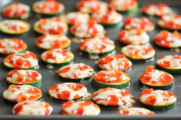 Pizza bites are the ultimate after-school snack. Make 'em a little healthier by making the "crust" out of zucchini.
