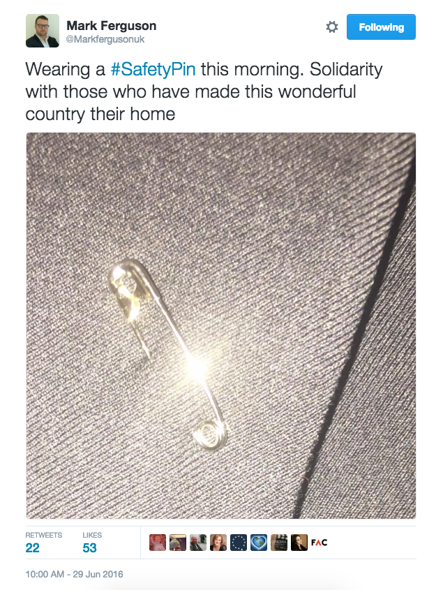 wear a safety pin to show solidarity