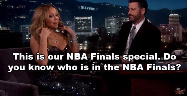 Jimmy Kimmel asked Mariah if she knew which teams were playing in the NBA finals.