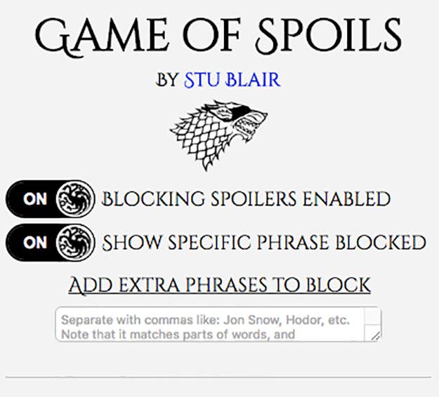 blocking game of thrones spoilers