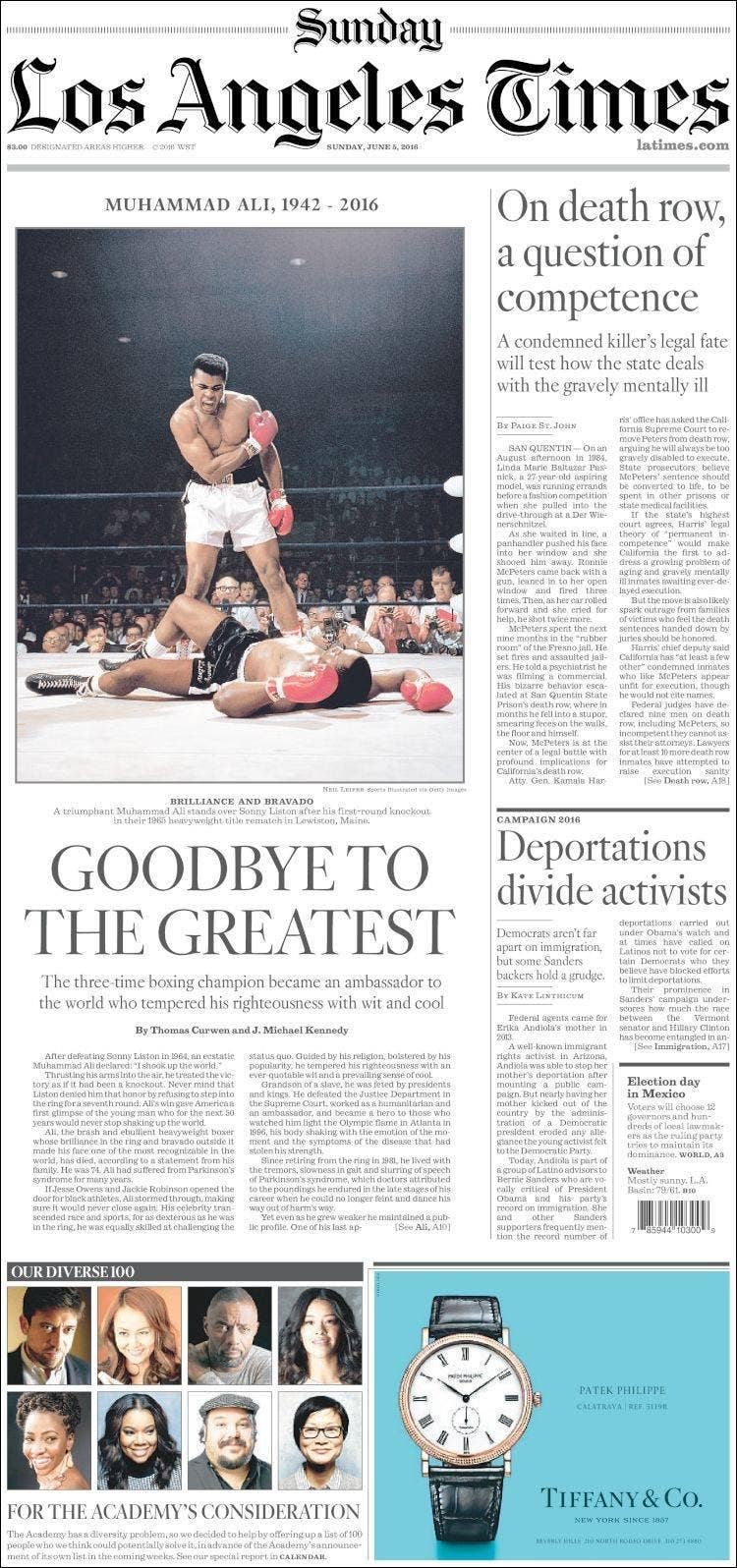 Muhammad Ali Mourned On Newspaper Front Pages Around The World, image size:750x1596