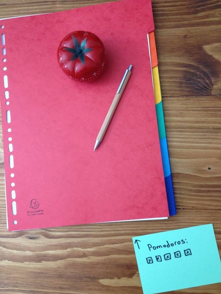 It's simple: you set a timer for 25 minutes, focus up and work, then when the timer dings, you take a 5 minute break. Repeat four times, then take a longer 20 to 30 minute break and start over. You can learn more about it here, and use Tomato Timer to keep yourself on track.
