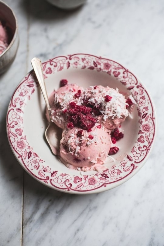 Dairy-Free Raspberry & Coconut Frozen Yogurt