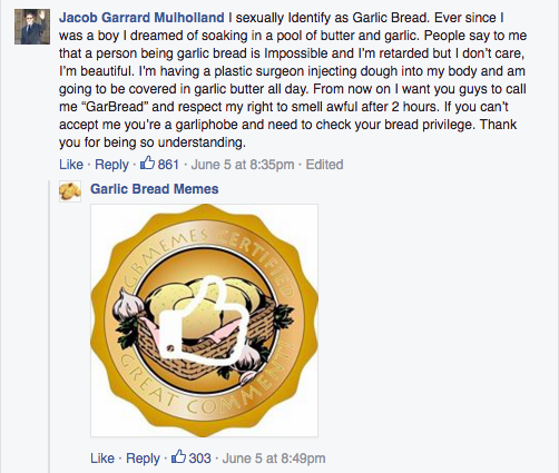 A Bunch Of People Are Pissed About This Post On The Garlic Bread Memes Facebook Page