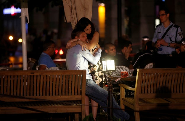 Tel Aviv Mayor Ron Huldai told reporters his city had endured an awful night of indiscriminate violence. "We will continue to live in this city of Tel Aviv. We will continue to build, create, and enjoy the city," he said. "Terror will not defeat us."