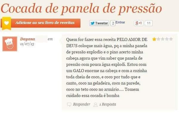 "Estou com um GALO enorme na cabeça e com a cozinha toda cheia de coco". FIM.