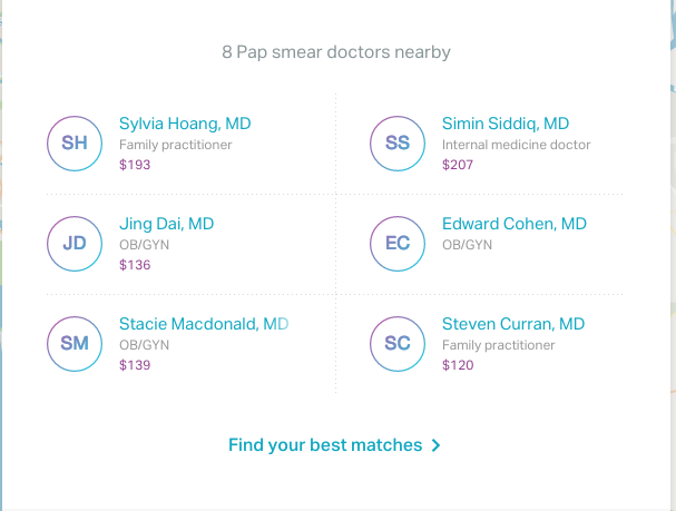 You can also see what individual doctors typically charge.