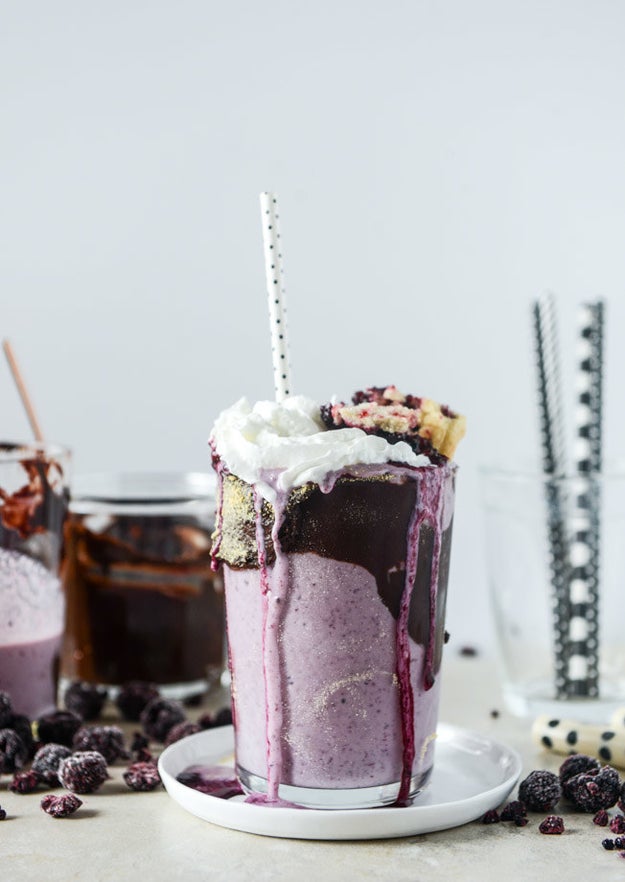 Black Raspberry Pie Milkshakes with Black Raspberry Fudge