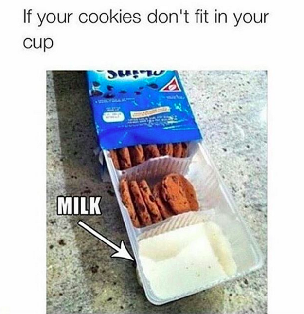 A cookie tray makes a fantastic milk holder if your cups are too small.