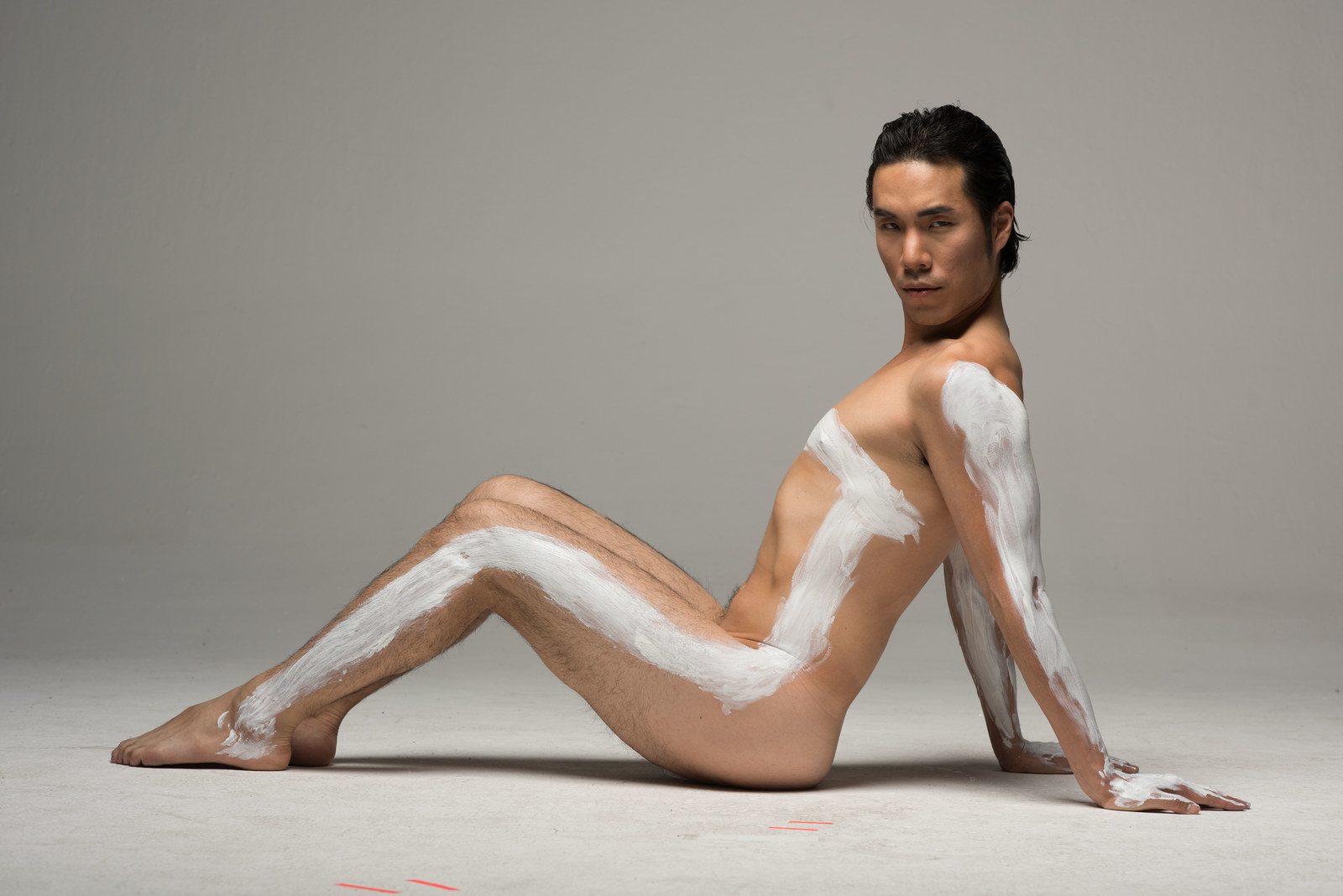 And Eugene as a naked and painted Kim Kardashian. 