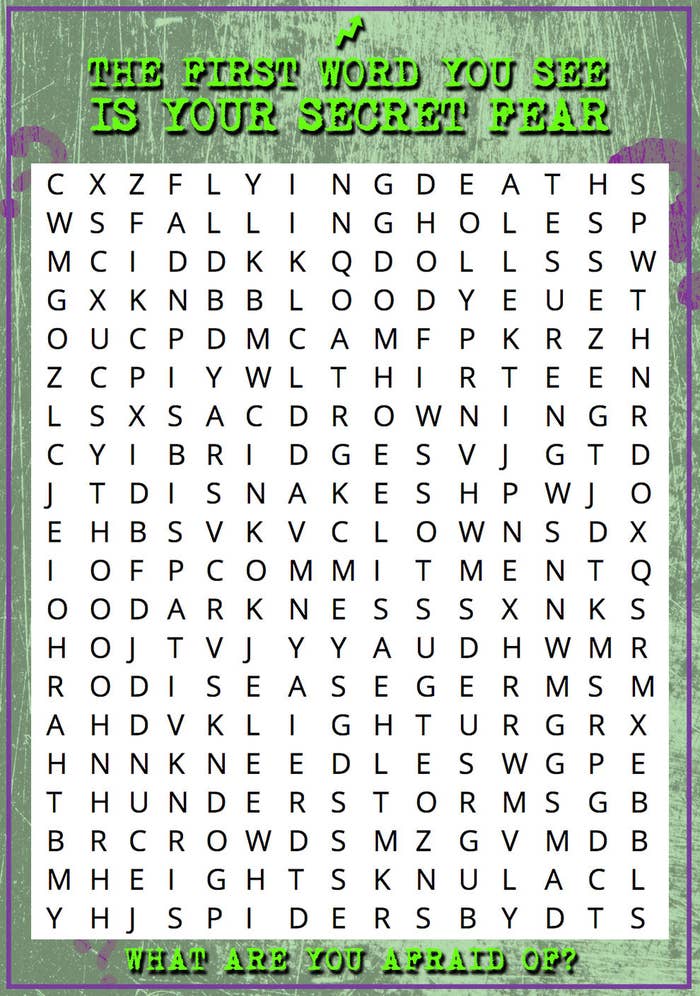 This Word Jumble Will Tell You What You're Afraid Of