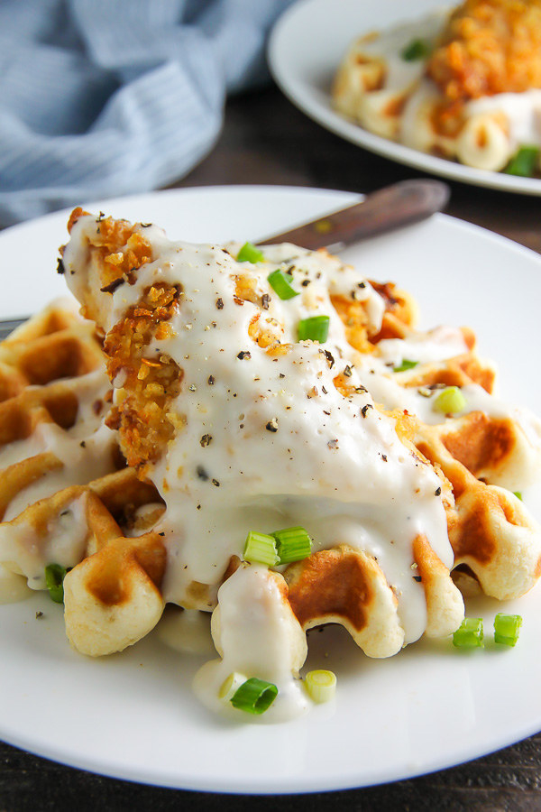 Oven Fried Chicken with Waffles & White Gravy