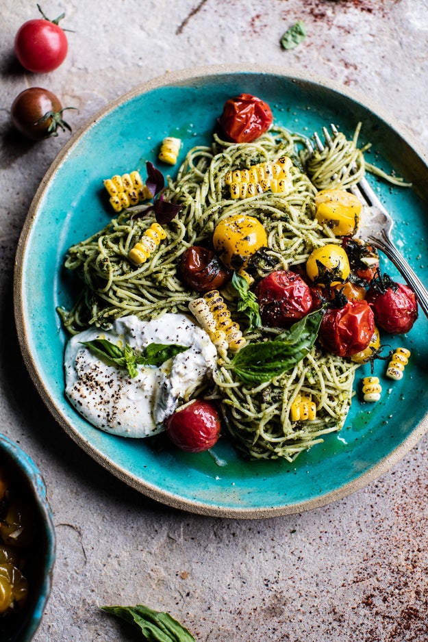 Charred Corn and Tomato Peso Pasta