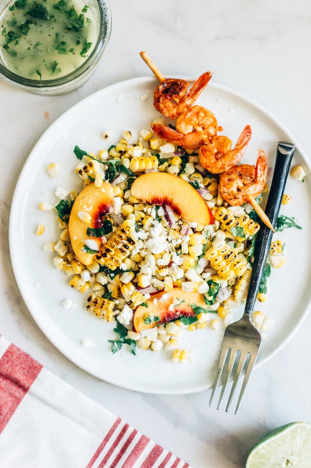 Nectarine and Corn Salad with Chipotle Shrimp