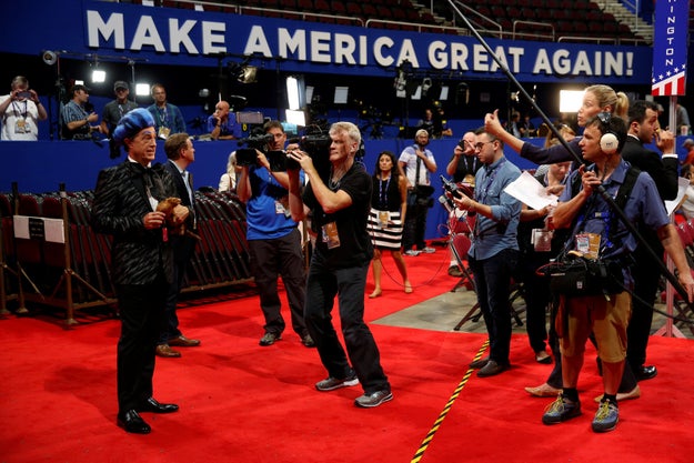 After being deposited back on the convention floor, Colbert appeared to be filming with a camera crew, so there was hope we might get to see a full version of his antics.