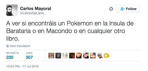 Como todo el mundo sabe, es incompatible la idea de disfrutar de Pokémon Go y al mismo tiempo de una buena lectura.