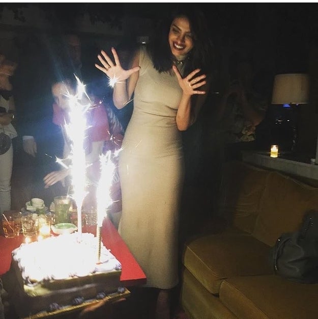 Her Quantico producer Joshua Safran threw her a birthday party and there was a cake and everything.