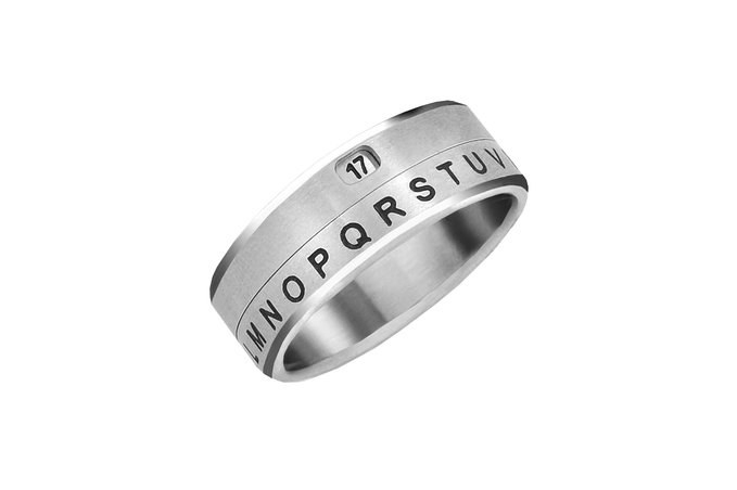 By spinning the upper half, you can encrypt a message with numbers. In this ring,