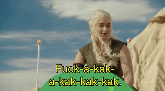 There's Emilia Clarke struggling to speak Dothraki: