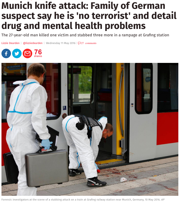 The photo is from Munich — but it was taken in May, after a man armed with a knife killed one person and injured three others.