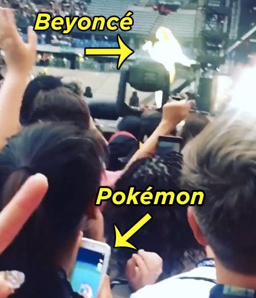 Someone Sat Front And Center At A Beyoncé Concert And Played Pokémon Go