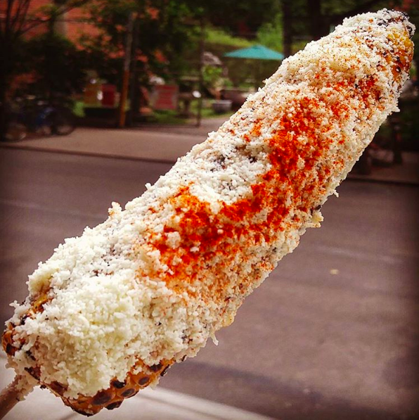 This elote that is just slightly curved:
