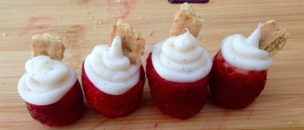 Forget about chocolate-dipped strawberries. Stuff 'em with a cheesecake filling instead — it's less messy to make and just as satisfying. Find the recipe here.