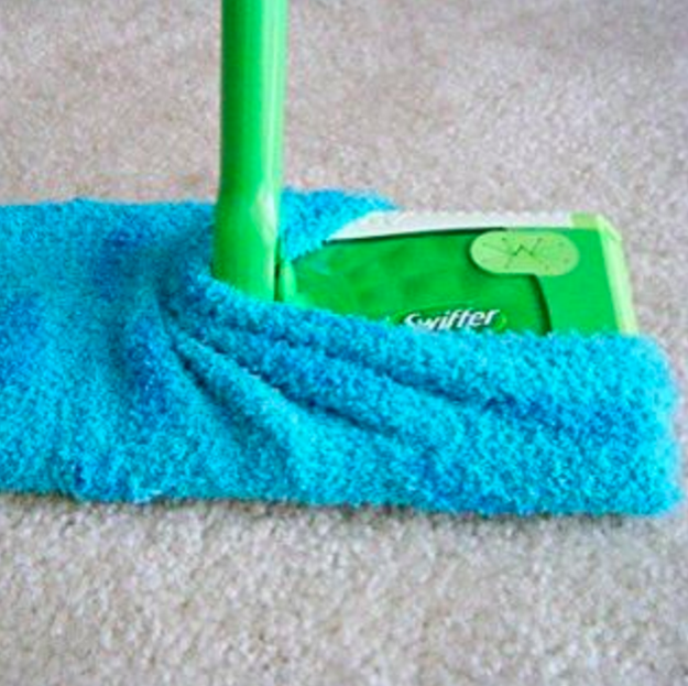 Instead of buying expensive refills, use a fluffy sock over your floor cleaner.