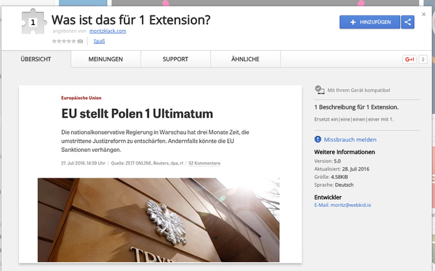 Du wirst die Chrome-Erweiterung "Was ist das für 1 Extension" lieben.
