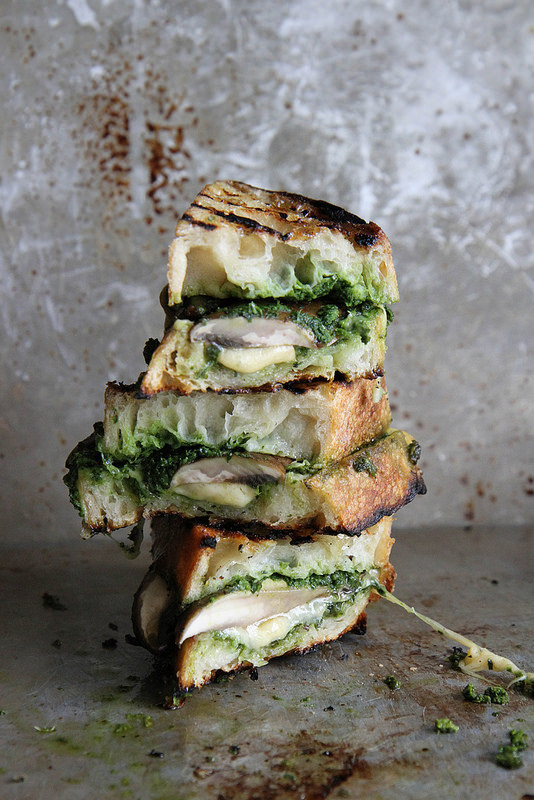 Portobello, Gouda, and Kale Pesto Grilled Cheese