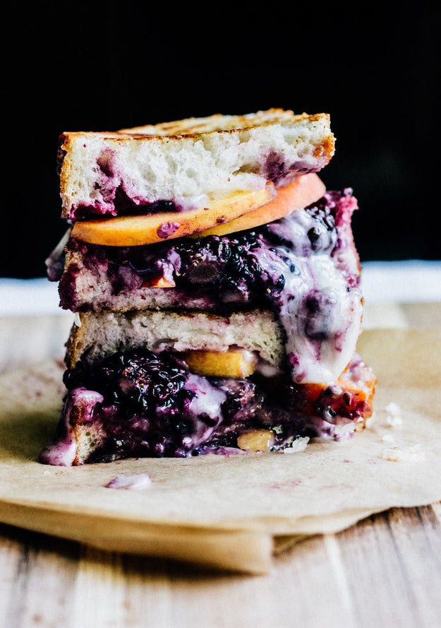 Blackberry and Peach Grilled Cheese