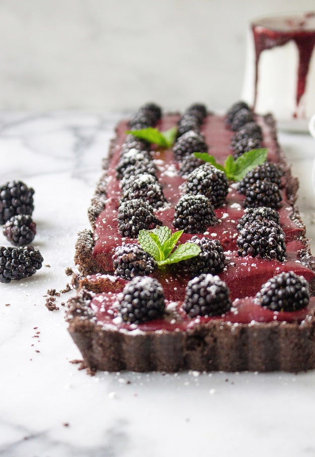 No Bake Chocolate Blackberry Tart