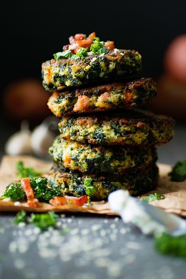 Kale and Bacon Cakes