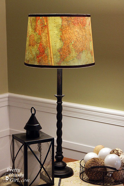 Why buy a globe when you can just have a map of the world on your lampshade? It's dual-purpose, and will add a nice upgrade to an otherwise boring cream-colored shade! Get the tutorial here.